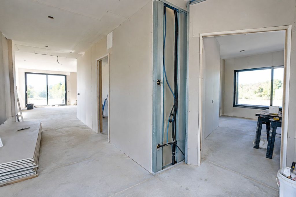 Casa construyéndose con muros de pladur